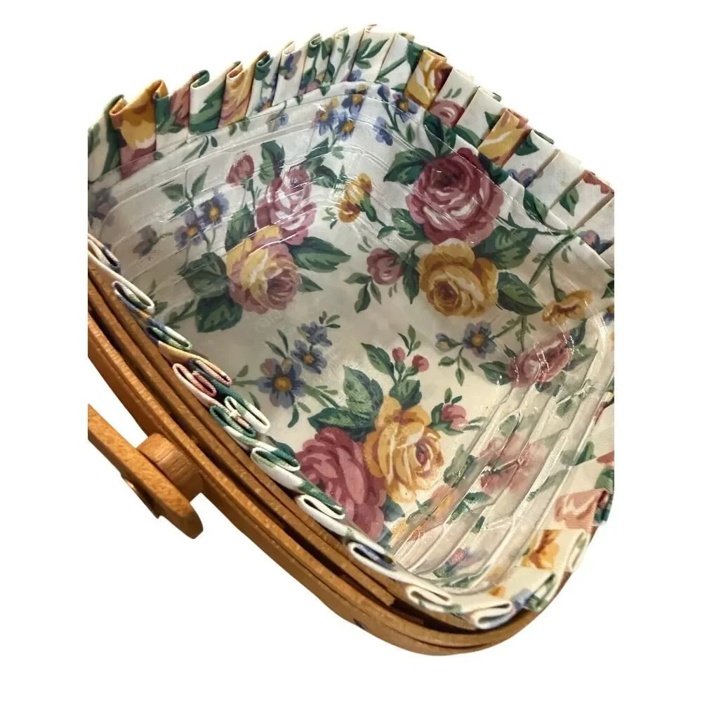 Vintage 1999 Longaberger Berry Basket w/ Liner and Floral Insert